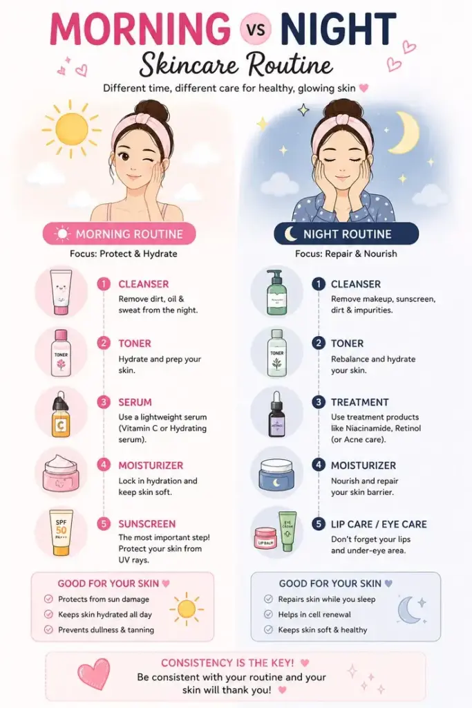 Morning vs Night Skincare Routine