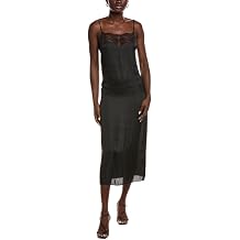 Maje Womens Lace Neckline Slip Dress, 36, Black