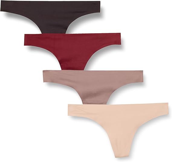 Amazon Essentials Women's Seamless Breathable Thong Underwear, Bonded Stretch, Pack of 4